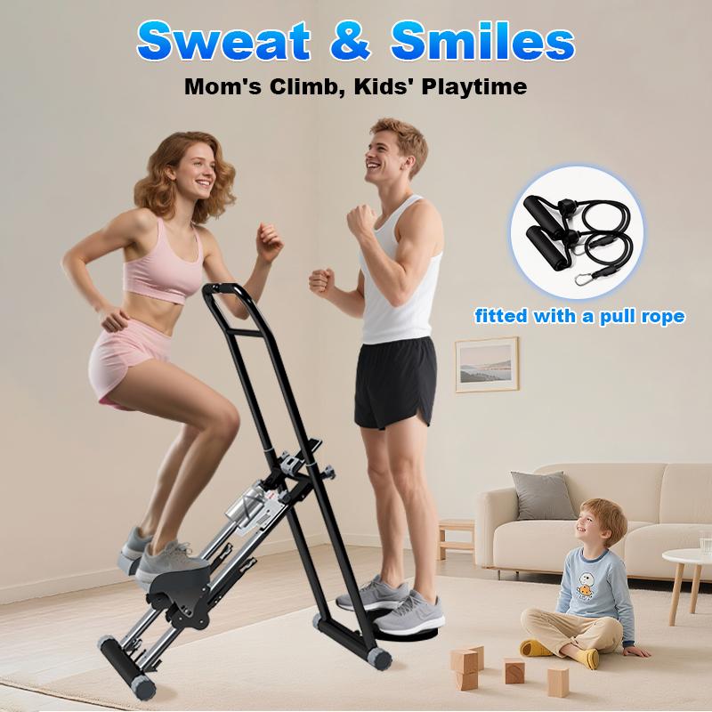 OVER SELF Vertical Climber Exercise Stair Stepper with Handlebar for Full-Body Workout Compact Cardio Climber Exercise Machine Vertical Climber for Home Gym Full Body Workout 264lbs Weight Capacity