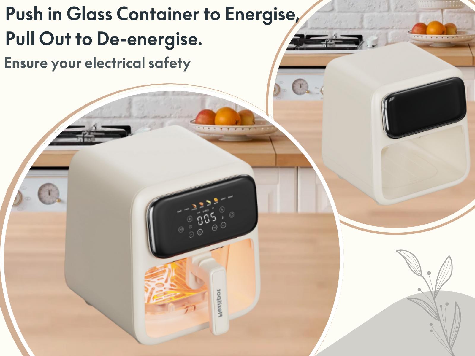 Sweet Dining 4.2QT Non-Toxic Glass Air Fryer - 5mm Tempered Glass, 400°F Air Crisp Tech, Dishwasher Safe, Multifunctional Cooker, Ivory Kitchen Appliances Sweet Dining 4.2QT Non-Toxic Glass Air Fryer - 5mm Tempered Glass, 400°F Air Crisp Tech, Dishwasher Safe, Multifunctional Cooker, Ivory Kitchen Appliances
