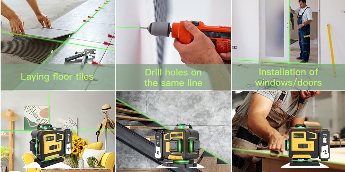 【MothersDayGift】16 Lines Laser Level,  4x360&deg; Green Laser Level With 2pcs Rechargeable Lithium Batteries/ Wall Mount For HOME And Outdoor Building Renovation Work