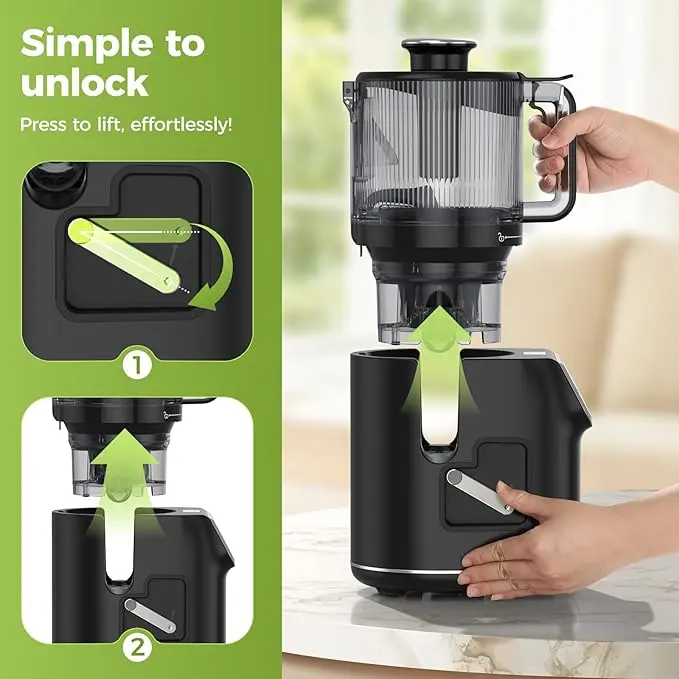 TUUMIIST Cold Press Juicer, 100oz Large Capacity, Touch Screen or Manual Option, 6.5" Wide Chute for Whole Fruits, High-Yield Slow Masticating Juicer, Gift for Her & Him，Easy to Clean & Quiet