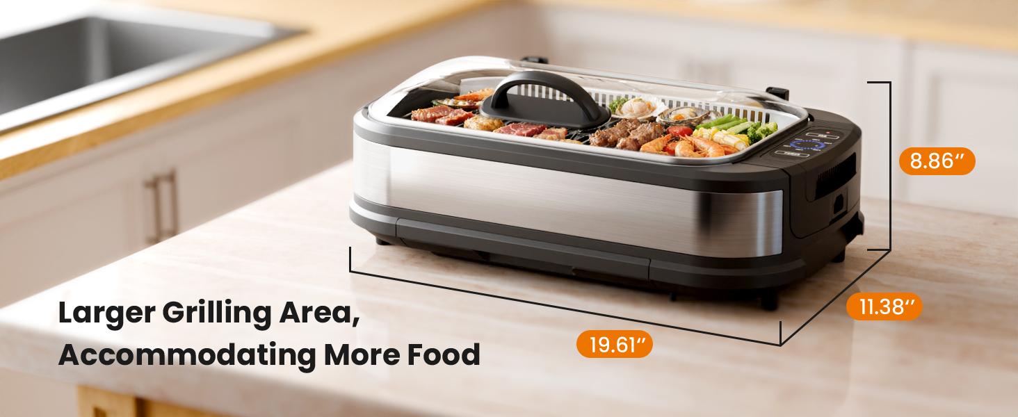 Kismile Smokeless Indoor Grill, 1500W Electric Grill Indoor with Tempered Glass Lid, Non-Stick Korean BBQ Grill with 6-Level Temp Control, Dual-Turbo Smoke Extractor, Drip Tray & Dishwasher-Safe Parts Kismile Smokeless Indoor Grill, 1500W Electric Grill Indoor with Tempered Glass Lid, Non-Stick Korean BBQ Grill with 6-Level Temp Control, Dual-Turbo Smoke Extractor, Drip Tray & Dishwasher-Safe Parts