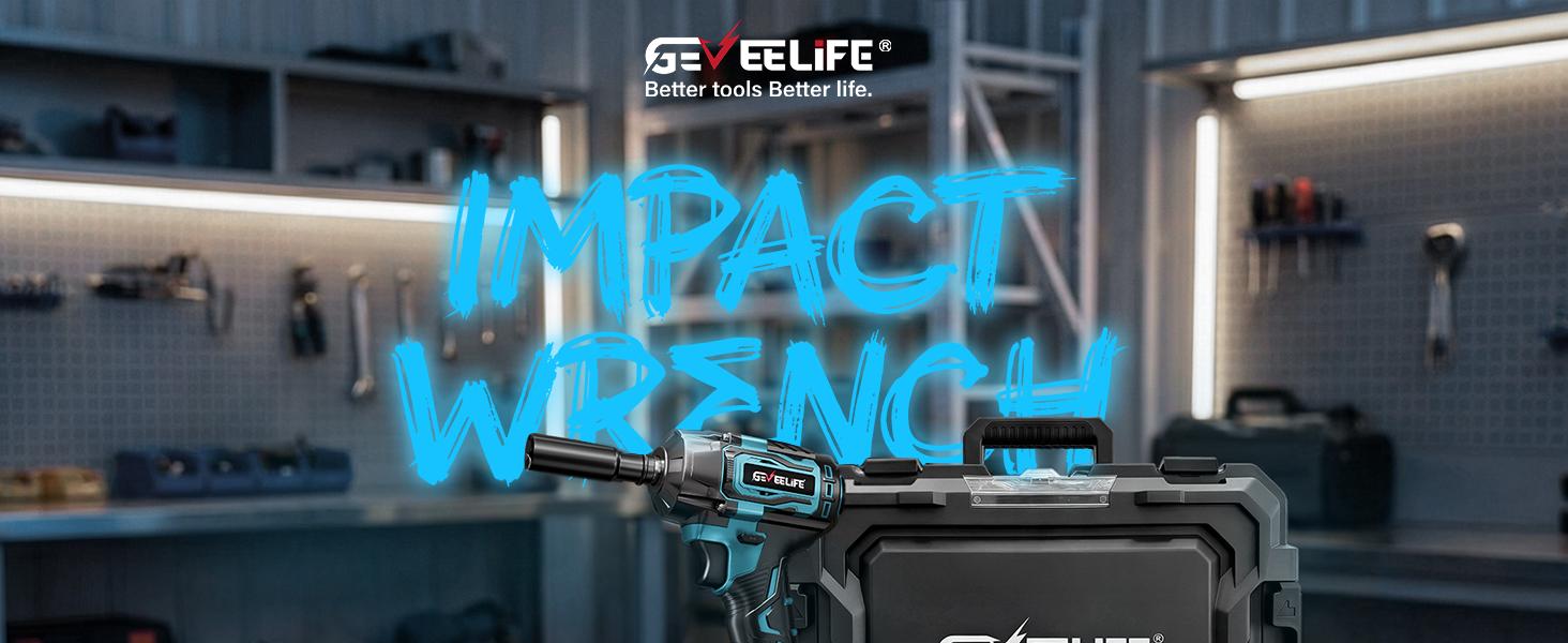 【summervibes】GEVEELIFE 750Nm 3 in 1 Brushless Impact Wrench 1/2" Cordless 3300RPM, 2×4.0Ah Batteries, 6 Sockets Car DIY Furniture Lawn Mower
