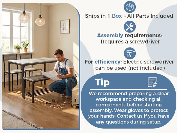 4-Seat Dining Set with Bench, Sturdy Durable Kitchen Table for Small Spaces, Ideal for Daily Meals, Brunches and Laptop Workspace 4-Seat Dining Set with Bench, Sturdy Durable Kitchen Table for Small Spaces, Ideal for Daily Meals, Brunches and Laptop Workspace