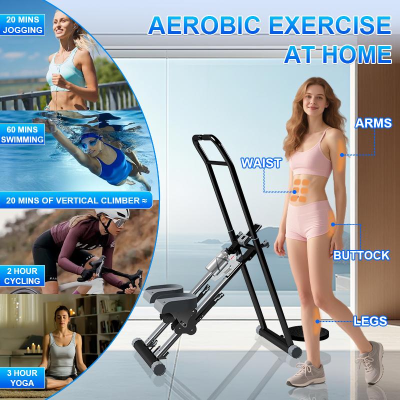 OVER SELF Vertical Climber Exercise Stair Stepper with Handlebar for Full-Body Workout Compact Cardio Climber Exercise Machine Vertical Climber for Home Gym Full Body Workout 264lbs Weight Capacity