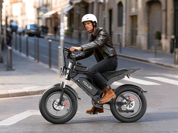 YOULON Electric Bike for Adults 1500W Peak 20" Fat Tire All-Terrain E-Bike 30 MPH Electric Dirt Bike for Road Sand Mountain Snow - 48V 20 AH Battery Powered Electric Motorcycle, Full Suspension E Bike summerwins