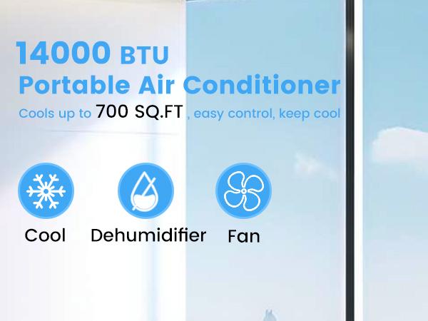 【SummberVibes】COWSAR 12000BTU-14000BTU Portable Air Conditioner,Portable AC Unit for Room Cools up to 550 Sq.ft-700 Sq.ft, 3 in 1 Air Conditioner Portable with Cooling& Dehumidifier&Fan,Remote Control,24Hrs Timer,3 Fan Speed 【SummberVibes】COWSAR 12000BTU-14000BTU Portable Air Conditioner,Portable AC Unit for Room Cools up to 550 Sq.ft-700 Sq.ft, 3 in 1 Air Conditioner Portable with Cooling& Dehumidifier&Fan,Remote Control,24Hrs Timer,3 Fan Speed