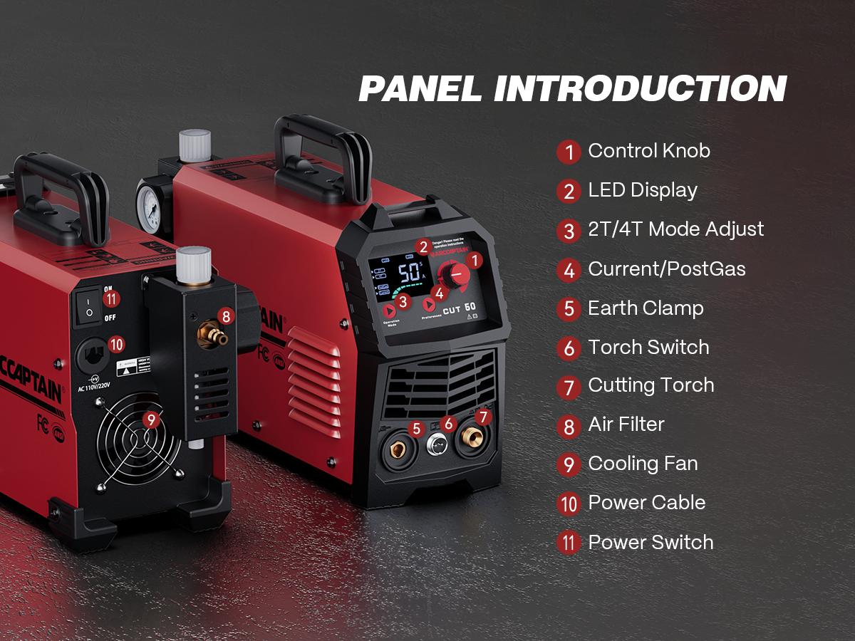ARCCAPTAIN 50A Dual Voltage 110/220V DC Inverter IGBT Plasma Cutter Welder, Large LED Display, 1/2 in Clean Cut, Post Flow, 2T/4T, FCC/CE/ANSI Recognized Portable Welding Machine for Beginners (Tools & Hardware) fathersdaygift ARCCAPTAIN 50A Dual Voltage 110/220V DC Inverter IGBT Plasma Cutter Welder, Large LED Display, 1/2 in Clean Cut, Post Flow, 2T/4T, FCC/CE/ANSI Recognized Portable Welding Machine for Beginners (Tools & Hardware) fathersdaygift