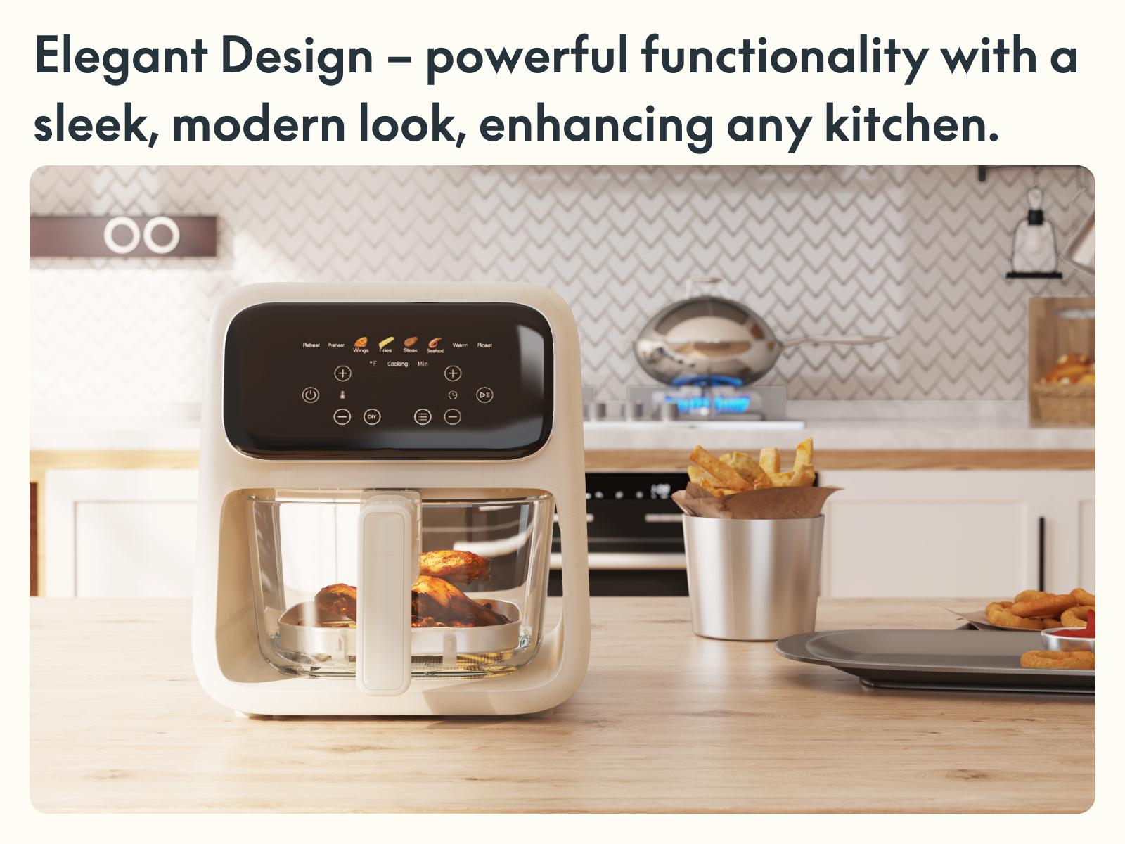 Sweet Dining 4.2QT Non-Toxic Glass Air Fryer - 5mm Tempered Glass, 400°F Air Crisp Tech, Dishwasher Safe, Multifunctional Cooker, Ivory Kitchen Appliances Sweet Dining 4.2QT Non-Toxic Glass Air Fryer - 5mm Tempered Glass, 400°F Air Crisp Tech, Dishwasher Safe, Multifunctional Cooker, Ivory Kitchen Appliances