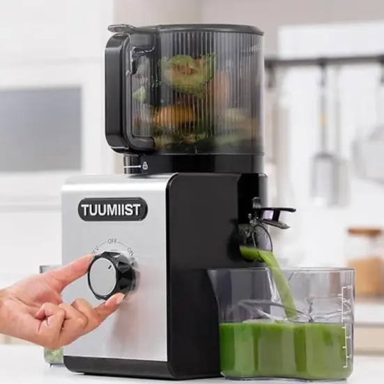 TUUMIIST Cold Press Juicer, 100oz Large Capacity, Touch Screen or Manual Option, 6.5" Wide Chute for Whole Fruits, High-Yield Slow Masticating Juicer, Gift for Her & Him，Easy to Clean & Quiet
