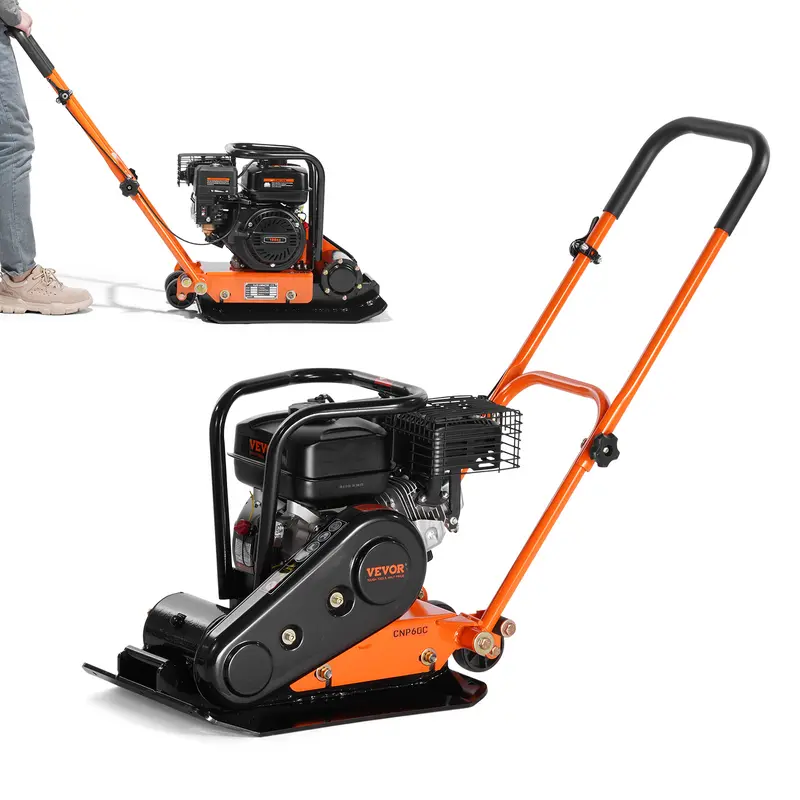 Compactador de placa, motor de gasolina de 6.5 HP y 196 CC, compactador vibratorio de 4200 lb, compactador de placa de 22.1 x 15.9 pulgadas, compactador de pavimento de 5600 VPM para pasarelas, asfalto, paisajismo con adoquines