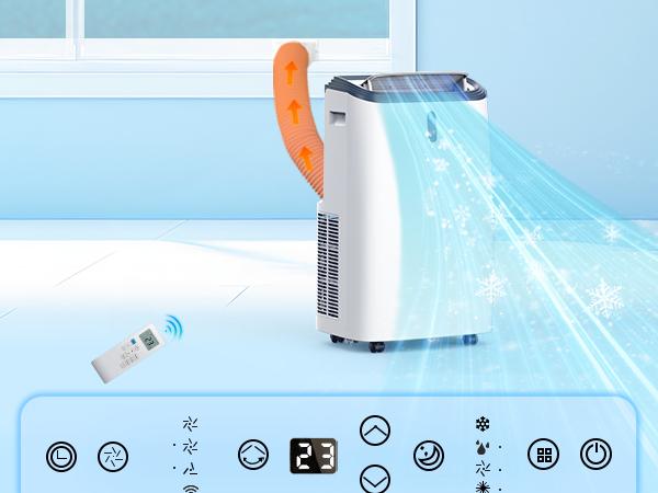 【SummberVibes】COWSAR 12000BTU-14000BTU Portable Air Conditioner,Portable AC Unit for Room Cools up to 550 Sq.ft-700 Sq.ft, 3 in 1 Air Conditioner Portable with Cooling& Dehumidifier&Fan,Remote Control,24Hrs Timer,3 Fan Speed 【SummberVibes】COWSAR 12000BTU-14000BTU Portable Air Conditioner,Portable AC Unit for Room Cools up to 550 Sq.ft-700 Sq.ft, 3 in 1 Air Conditioner Portable with Cooling& Dehumidifier&Fan,Remote Control,24Hrs Timer,3 Fan Speed