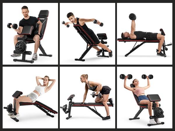 Foldable Weight Bench, 880lbs Weight Capacity , Weight Plate Not Included, Workout Bench Press for Home Gym, Banco Para Hacer Ejercicio Incline Decline Sit up Workout Equipment, Leg Extension and Preacher Pad for Full Body Strength Training Foldable Weight Bench, 880lbs Weight Capacity , Weight Plate Not Included, Workout Bench Press for Home Gym, Banco Para Hacer Ejercicio Incline Decline Sit up Workout Equipment, Leg Extension and Preacher Pad for Full Body Strength Training