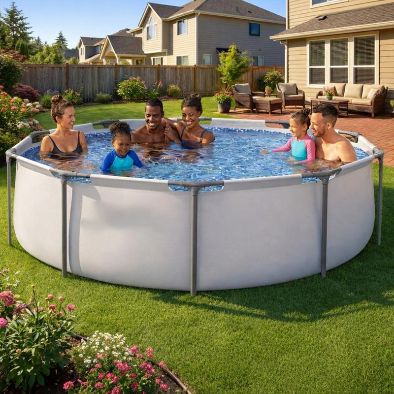 Piscina redonda desmontable para exteriores de 10 pies x 30 pulgadas, con bomba
