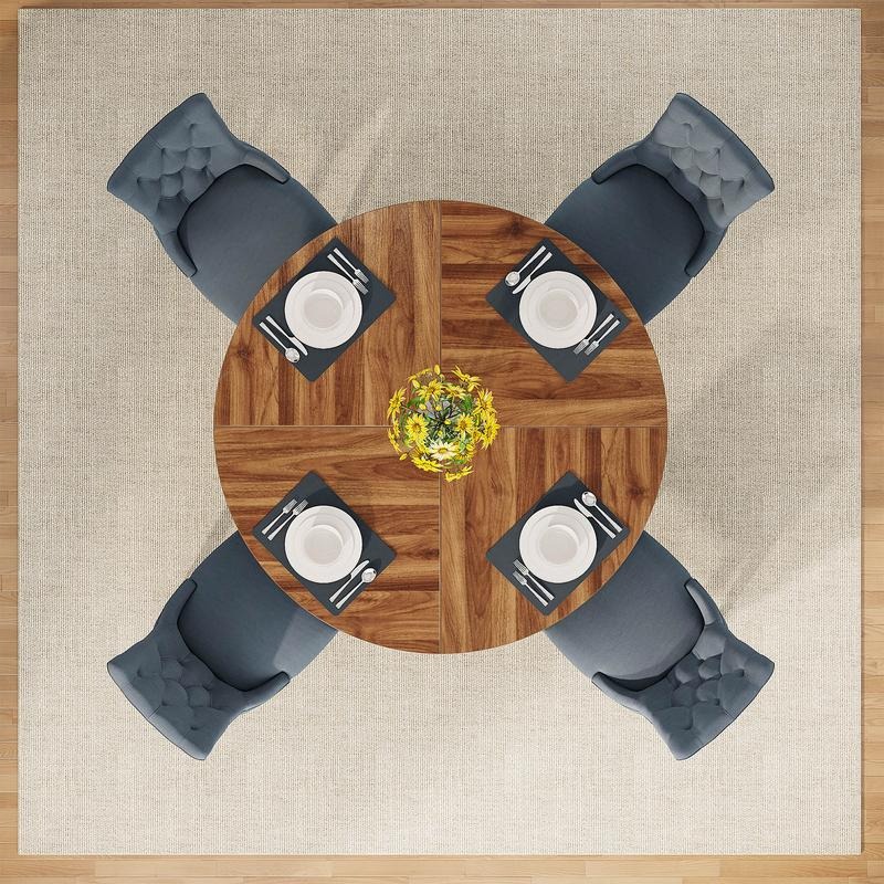 Mesa de comedor redonda de 47 pulgadas para 4 personas — Madera de ingeniería de alta calidad