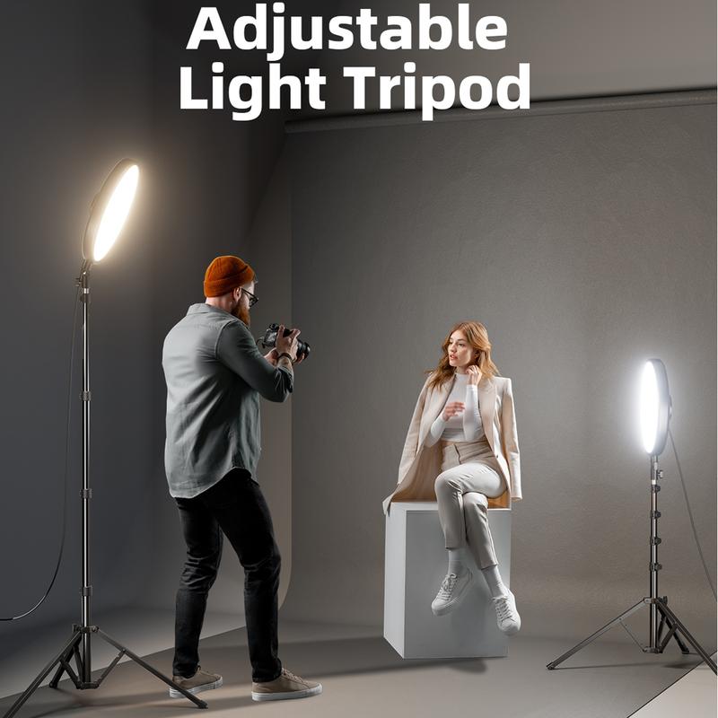 Gran aro de luz con trípode de 72 pulgadas — Aro de luz para selfies de pantalla completa, 6500K