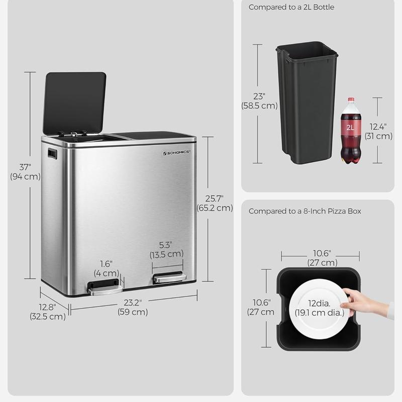 Cubo de basura de acero inoxidable para garaje, multiusos