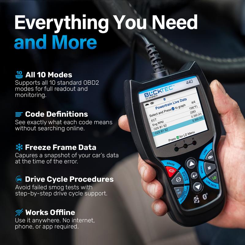 Escáner OBD2 — Lector de códigos y herramienta de diagnóstico para automóviles — Escáner automotriz — Ayuda a solucionar problemas de la luz de «Check Engine» y más — Multifuncional