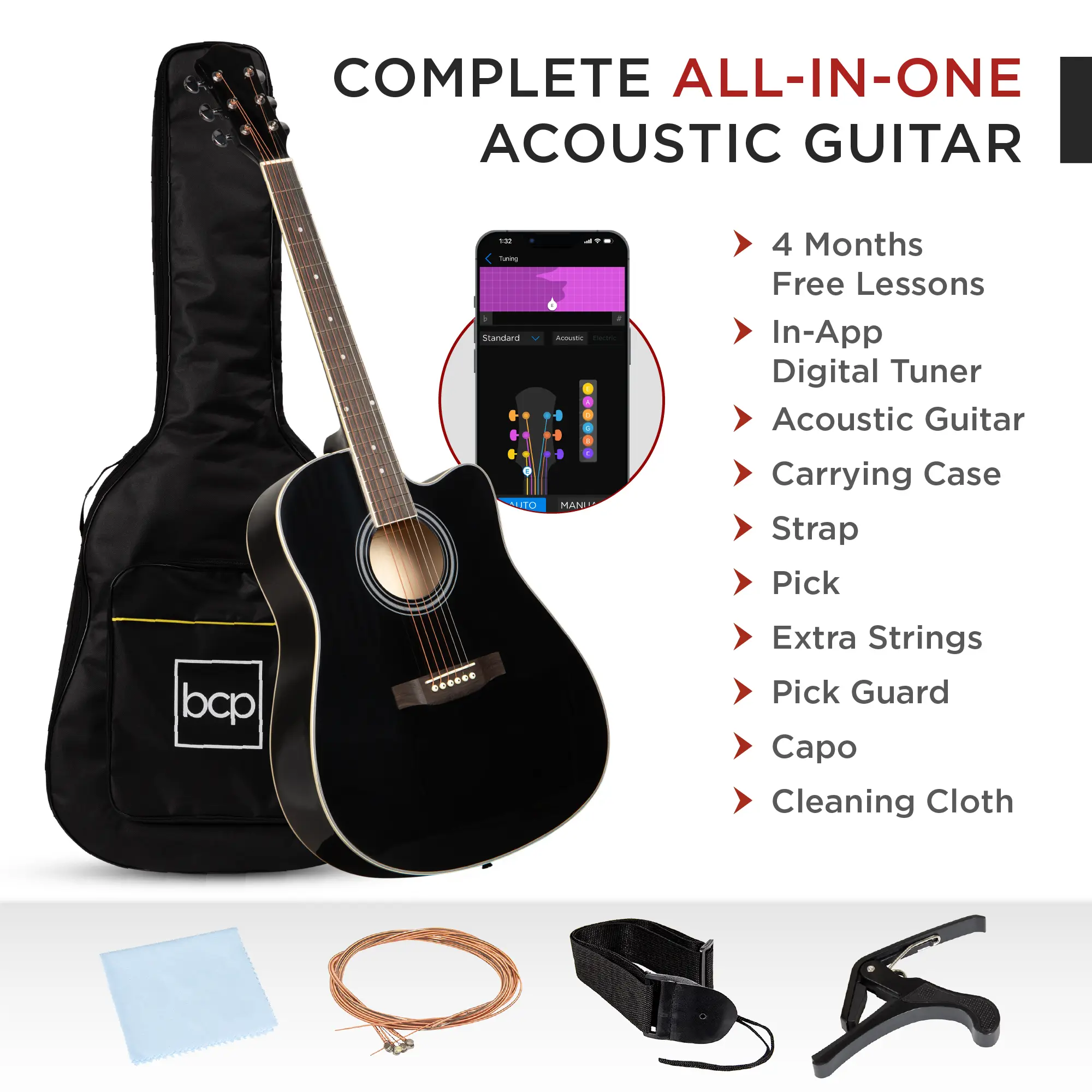 Best Choice 41in Full Size Acoustic Guitar Set - All-in-One