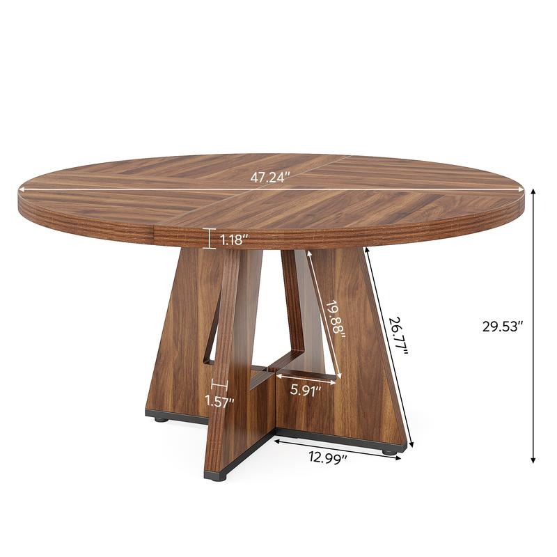 Mesa de comedor redonda de 47 pulgadas para 4 personas — Madera de ingeniería de alta calidad