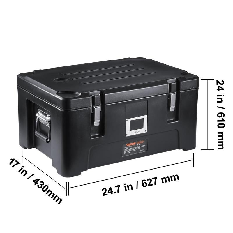 Contenedor térmico para alimentos, capacidad de 36 cuartos, caja térmica apilable para catering con 3 bandejas de acero inoxidable