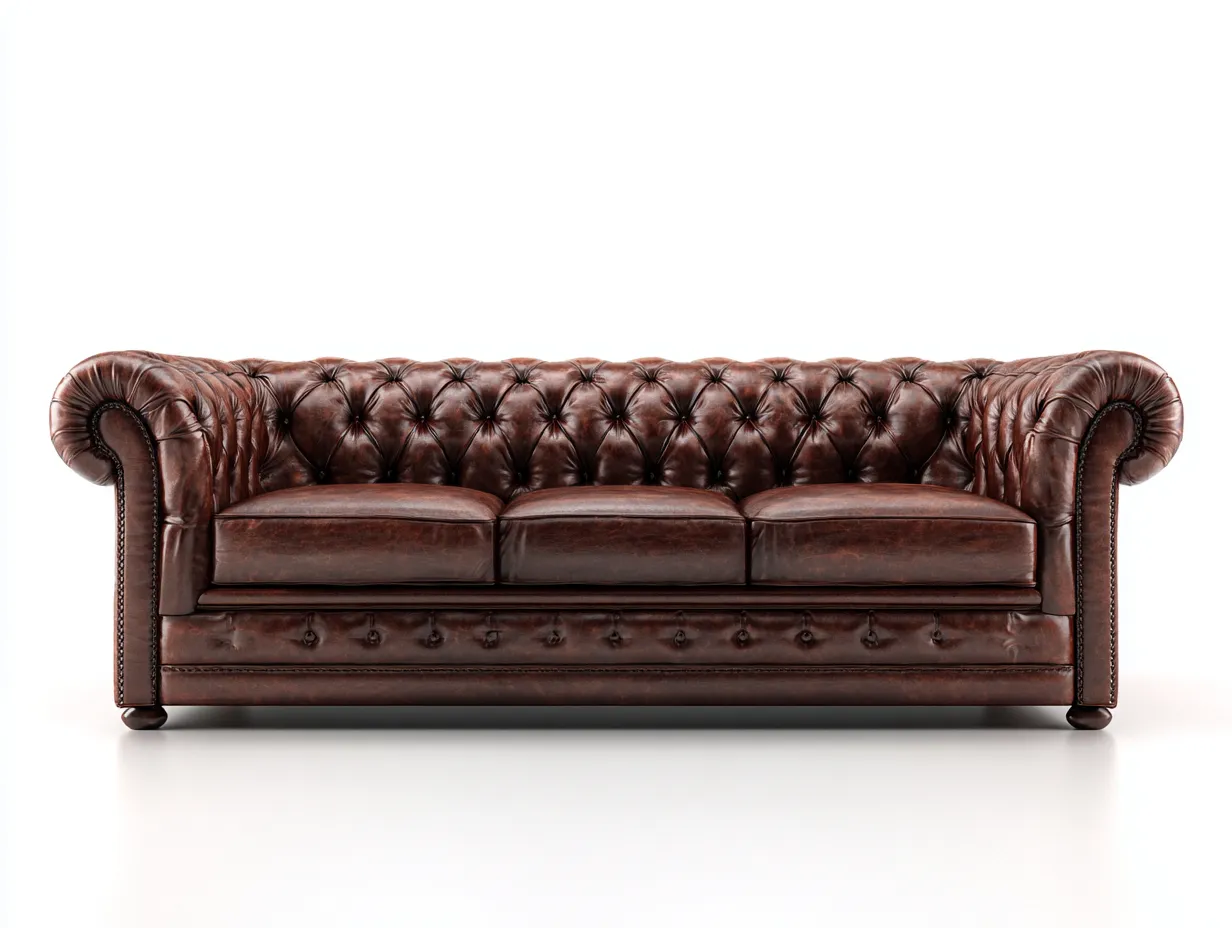 Divano 3 posti 215x96x88 cm Marrone scuro Stile chesterfield-Pineupshop