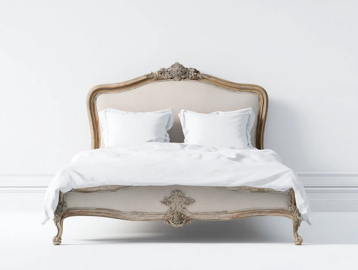 Letto matrimoniale 168x215x118 cm Bianco Stile francese-Pineupshop