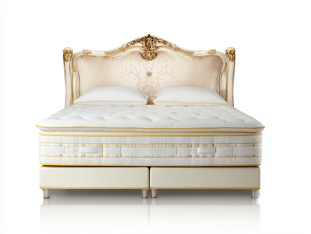 Letto matrimoniale 172x212x125 cm Bianco/Oro Stile elegante-Pineupshop