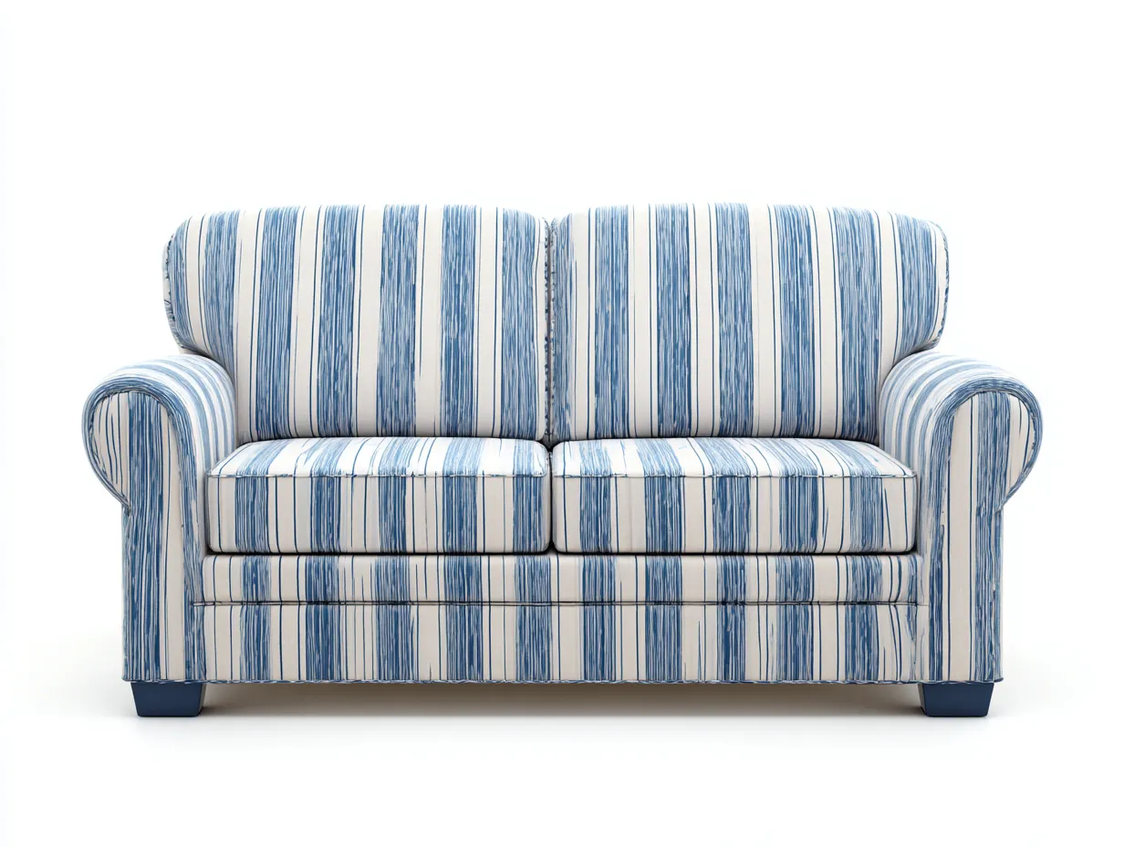 Divano 2 posti 165x90x85 cm Blu/Bianco Stile a righe-Pineupshop