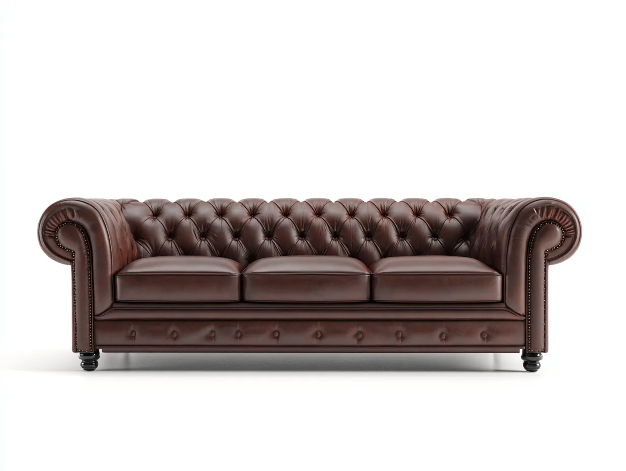 Divano 3 posti 212x95x88 cm Marrone Stile chesterfield-Pineupshop