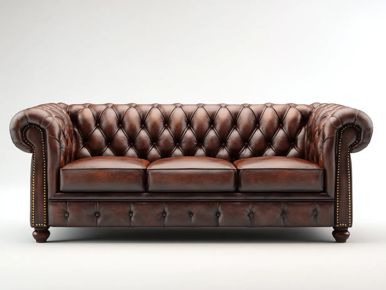 Divano 3 posti 210x95x88 cm Marrone Stile chesterfield-Pineupshop