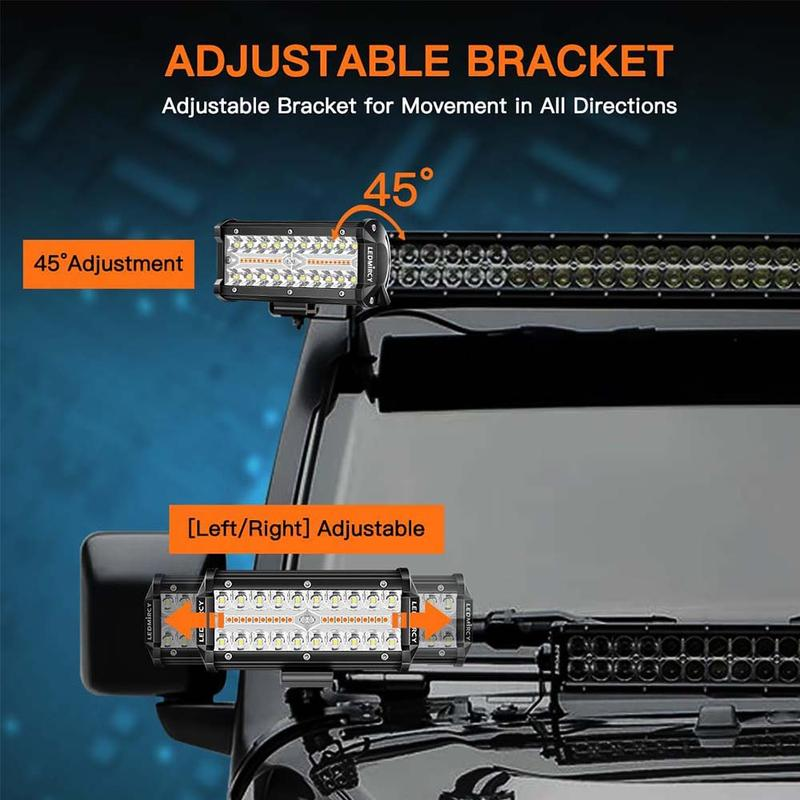 Barra de luz LED de 7 pulgadas – 6 modos, barra de luz LED multimodo impermeable, luces estroboscópicas blancas y ámbar; luces antiniebla todoterreno para camiones, barcos, cuatrimotos, Jeeps y SUV.