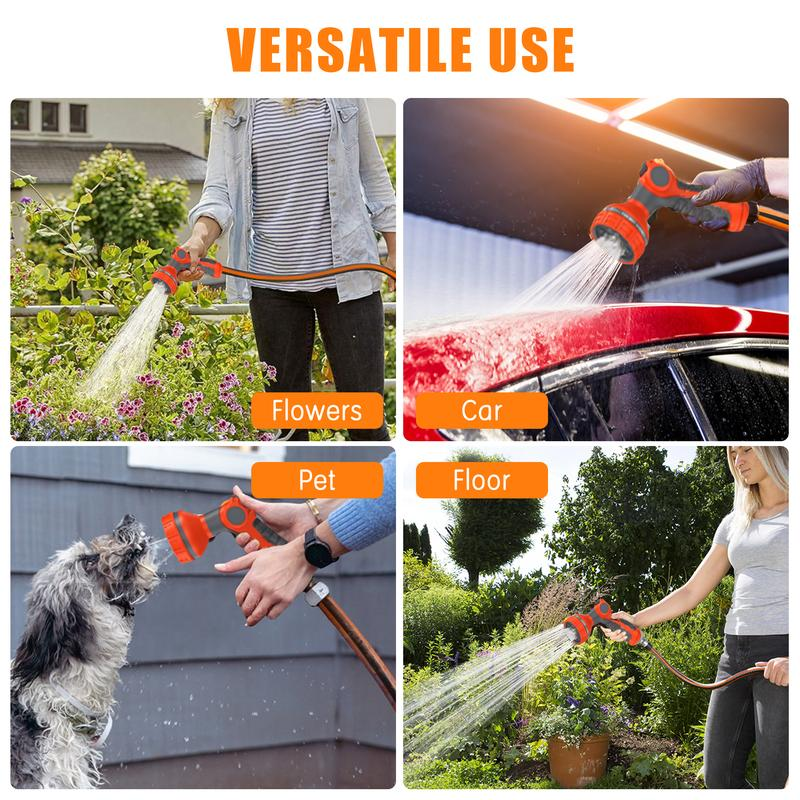 Carrete retráctil para manguera de jardín (90 pies / 100 pies / 130 pies) — Montaje en pared | Carrete de uso rudo con conexiones de latón de 3/4" y boquilla de 9 patrones | Sistema de rebobinado automático, bloqueo en cualquier longitud, soporte giratori