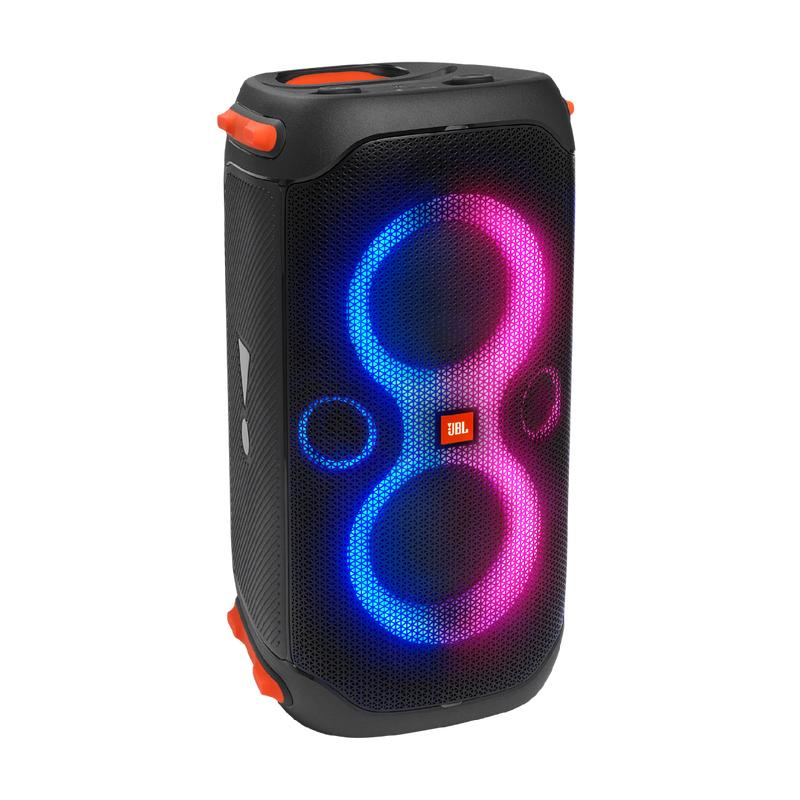 Partybox 110, altavoz portátil para fiestas con un potente sonido de 160 W, luces integradas y diseño a prueba de salpicaduras.