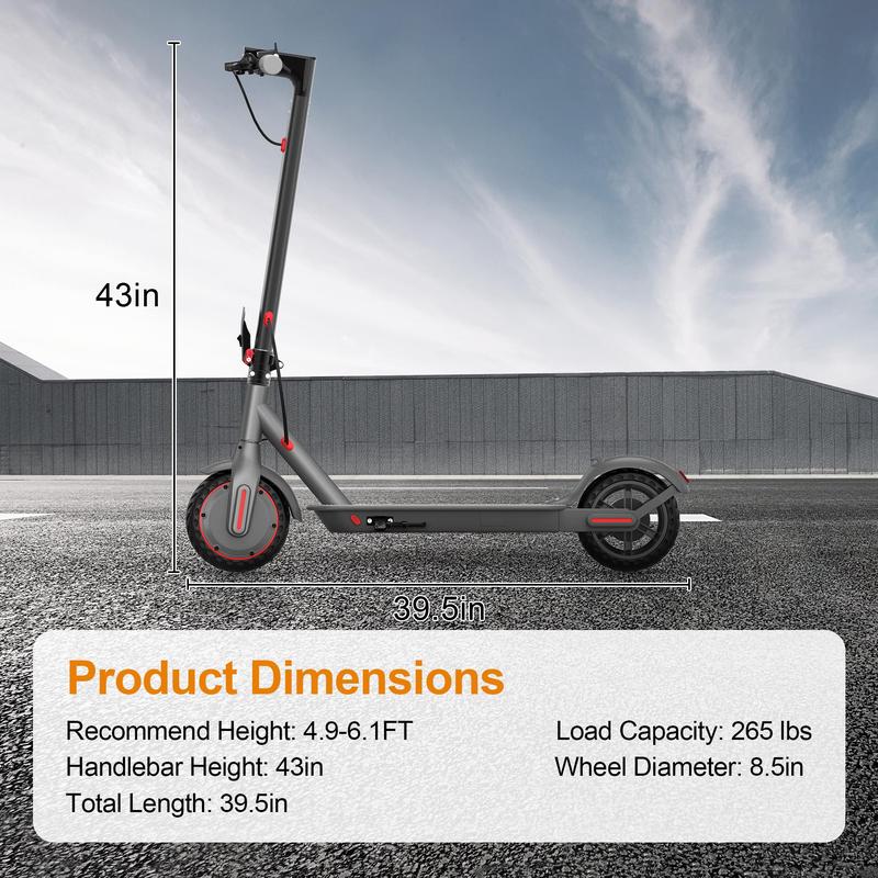 Patinete eléctrico: velocidad máxima de 19 mph, neumáticos macizos de 8,5 pulgadas con estructura de panal, motor de 350 W, autonomía de 12 millas, patinete plegable con velocidad ajustable, sistema de doble freno y control mediante aplicación, ideal para