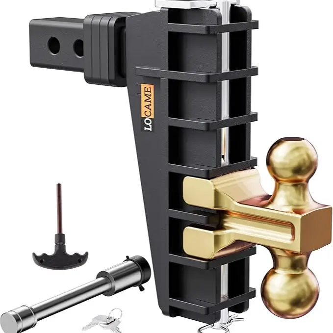Enganche de remolque ajustable, compatible con receptores de 2 pulgadas, caída/elevación de 6 a 8 pulgadas, capacidad de remolque (GTW) de 25,000 libras — Enganche para camiones de servicio pesado, soporte de bola sólido, LC0076