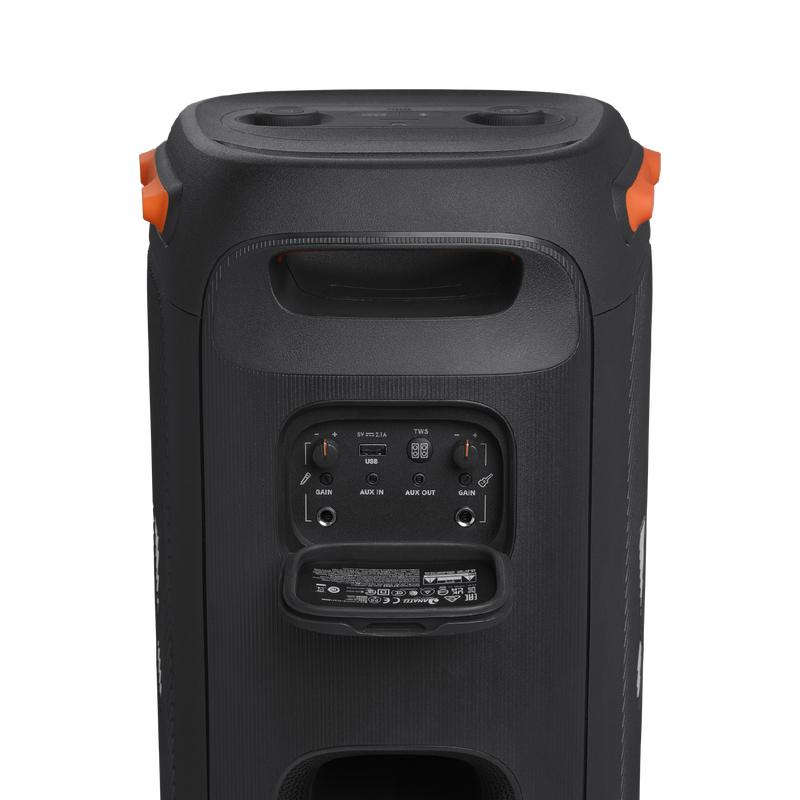 Partybox 110, altavoz portátil para fiestas con un potente sonido de 160 W, luces integradas y diseño a prueba de salpicaduras.