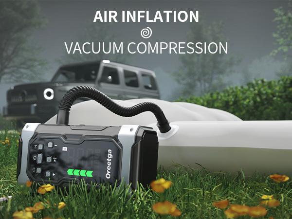 9000A Car Battery Jump Starter with Air Inflator/Deflator Compressor, 7 in 1 Portable Jumper Box Power Pack (ALL Gas/12.0L Diesel) Combo Cordless Air Pump for Tire Inflator & Large LCD Screen Portable Car