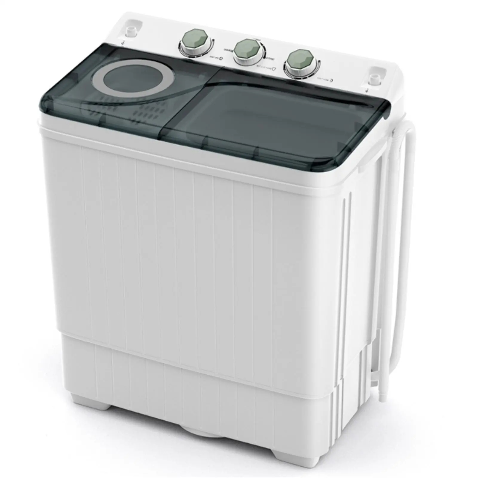 Lavadora portátil — Mini lavadora de doble tina (13/20/26 lbs) con bomba de drenaje — Lavadora y centrifugadora compacta semiautomática — Combo portátil de lavado y secado para apartamentos, residencias estudiantiles, autocaravanas y camping.