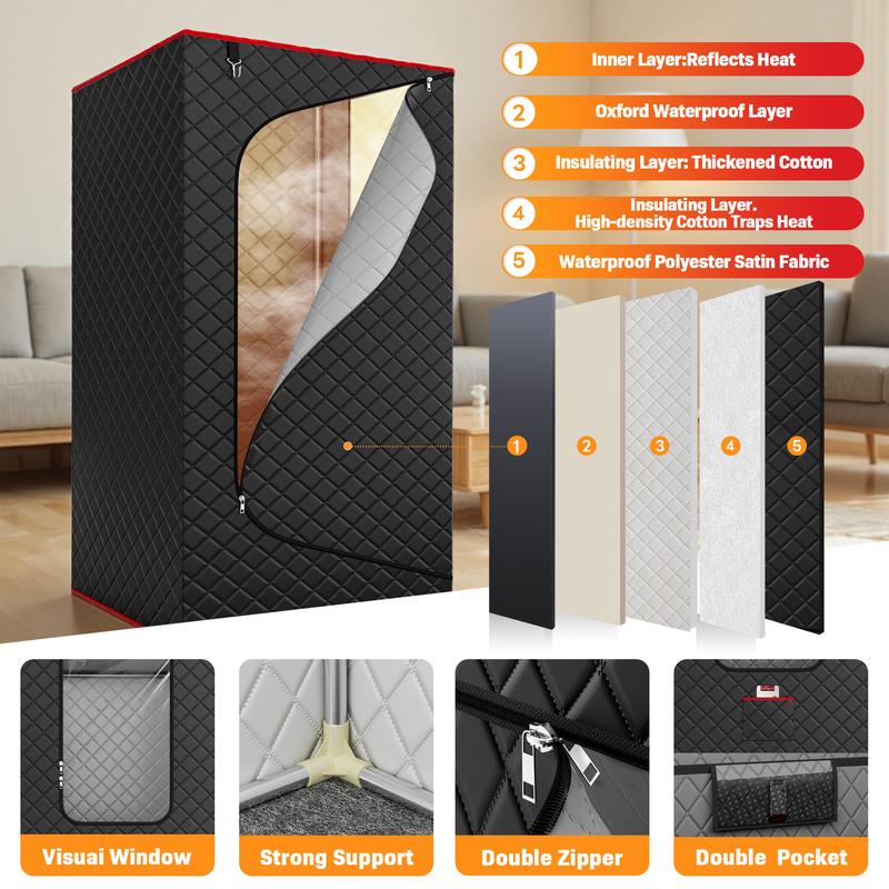 Caja de sauna portátil para el hogar, calentador de sauna de vapor personal Nurecover para uso doméstico, vaporizador de 3,0 L y 1200 W, tienda de sauna plegable para interiores.
