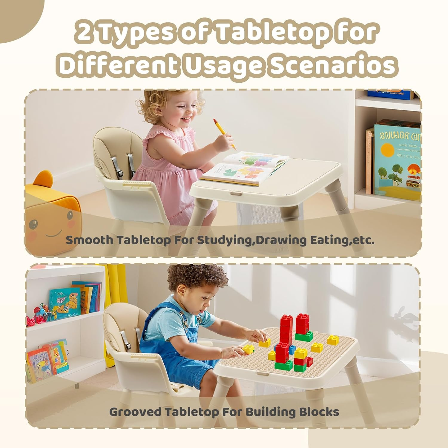 Silla alta para bebés 7 en 1, silla alta convertible para bebés y niños pequeños, mesa y silla de aprendizaje con bandeja extraíble y arnés de 5 puntos.