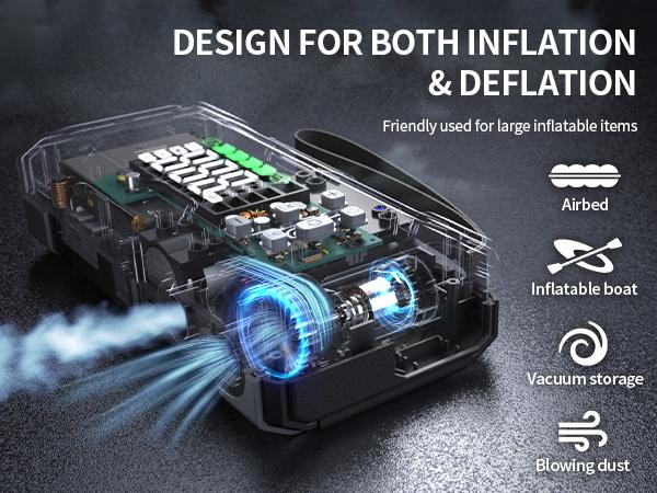 9000A Car Battery Jump Starter with Air Inflator/Deflator Compressor, 7 in 1 Portable Jumper Box Power Pack (ALL Gas/12.0L Diesel) Combo Cordless Air Pump for Tire Inflator & Large LCD Screen Portable Car