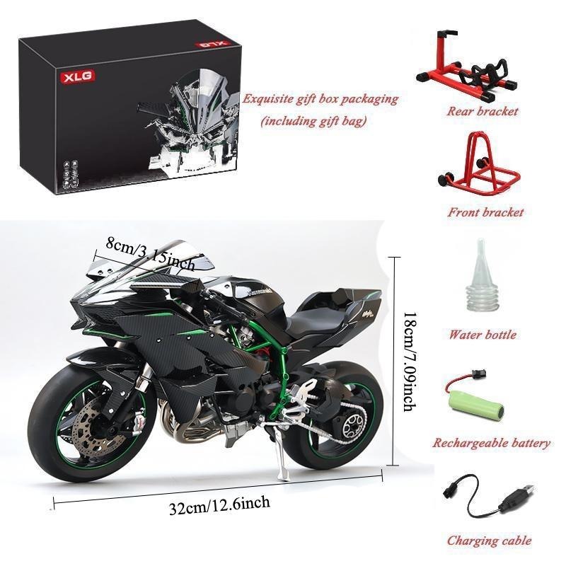 Regalo de Fiesta de Modelo de Motocicleta, 1 Caja  Kawasaki H2R Modelo de Motocicleta de Aleación, Colección de Modelos de Motocicleta, Regalo de Modelo de Motocicleta de Aleación Dinámico para Amantes Amigos Familia