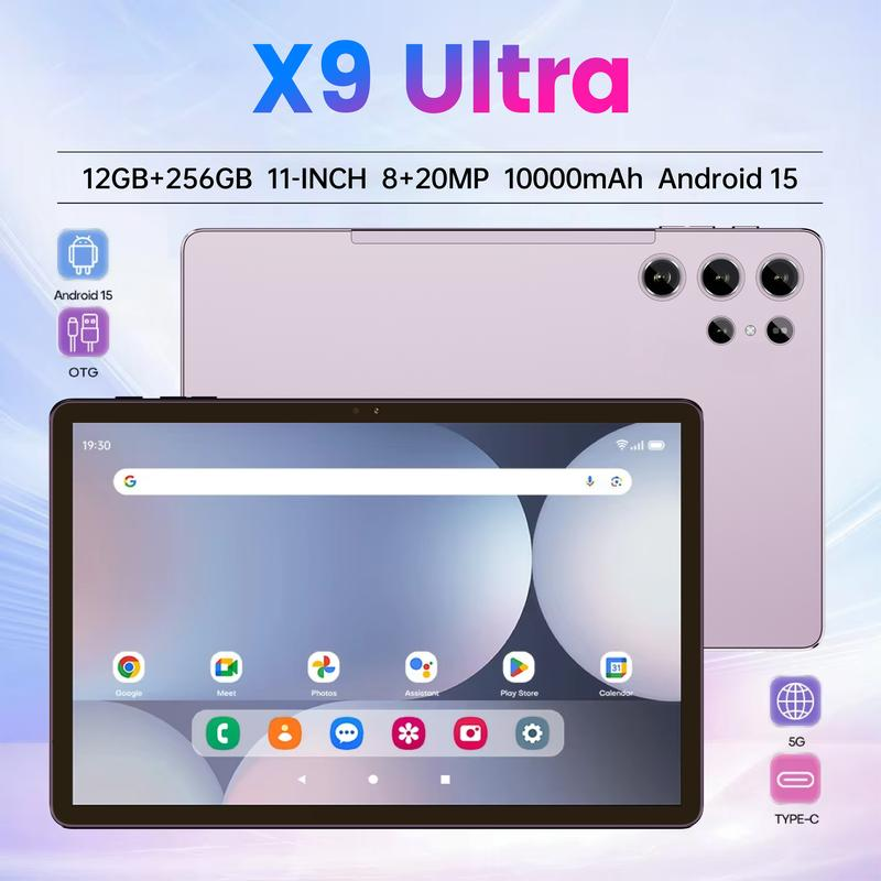 Tablet X9 Ultra 11 Pulgadas Android 15 Última Versión | 12GB RAM + 256GB Almacenamiento Expandible | Pantalla Grande HD | Batería 10000mAh | WiFi 5G