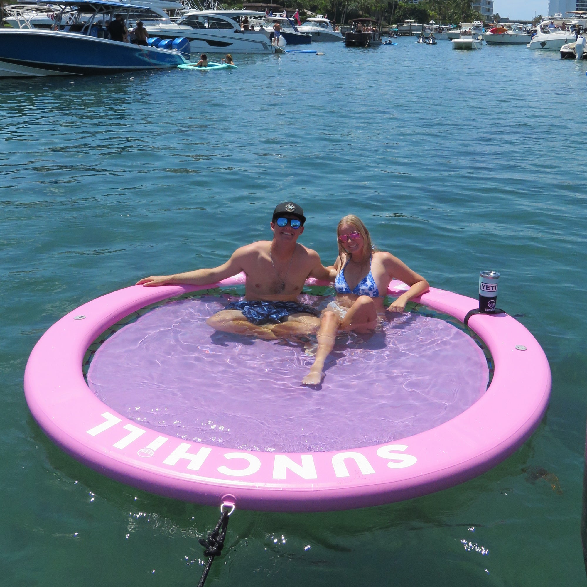 Flotador Redondo Inflable Sunchill Para 2-8 Personas 4in Azul