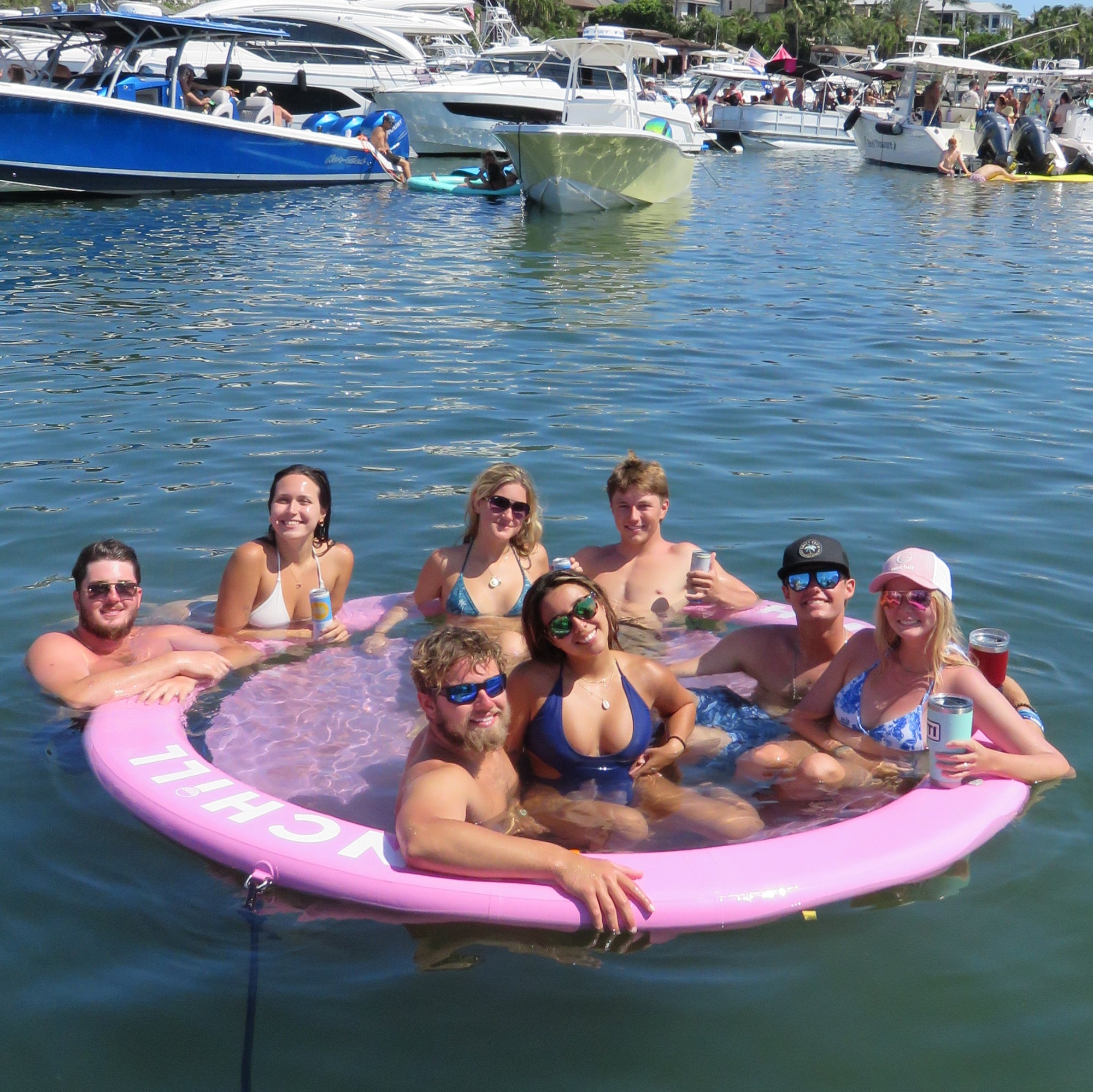 Flotador Redondo Inflable Sunchill Para 2-8 Personas 4in Azul