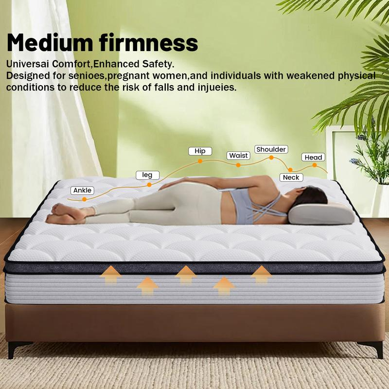 Ergonómico, de firmeza media y disponible en 8, 10, 12 y 14 pulgadas; diseñado para aliviar la tensión y brindar confort. El compañero perfecto para dormir.