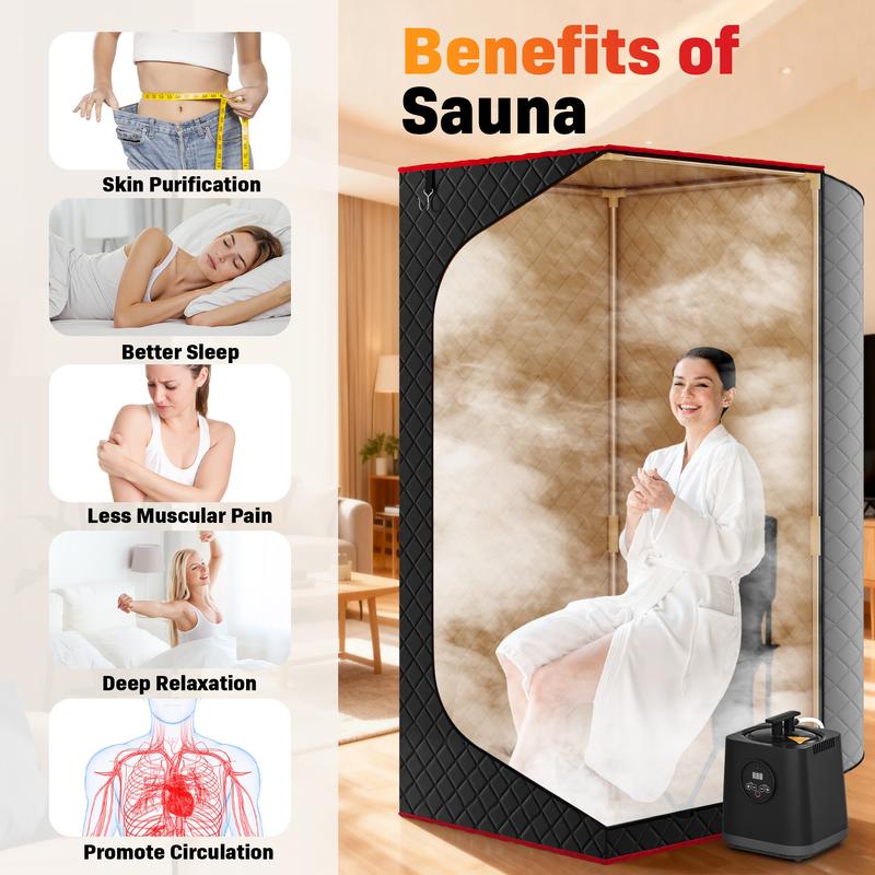 Caja de sauna portátil para el hogar, calentador de sauna de vapor personal Nurecover para uso doméstico, vaporizador de 3,0 L y 1200 W, tienda de sauna plegable para interiores.