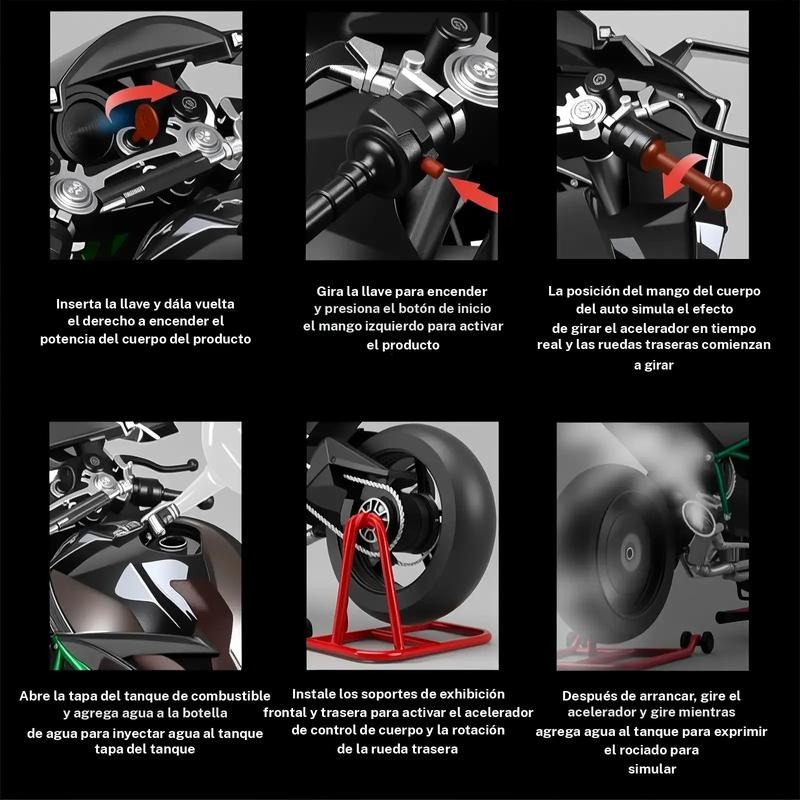Regalo de Fiesta de Modelo de Motocicleta, 1 Caja  Kawasaki H2R Modelo de Motocicleta de Aleación, Colección de Modelos de Motocicleta, Regalo de Modelo de Motocicleta de Aleación Dinámico para Amantes Amigos Familia
