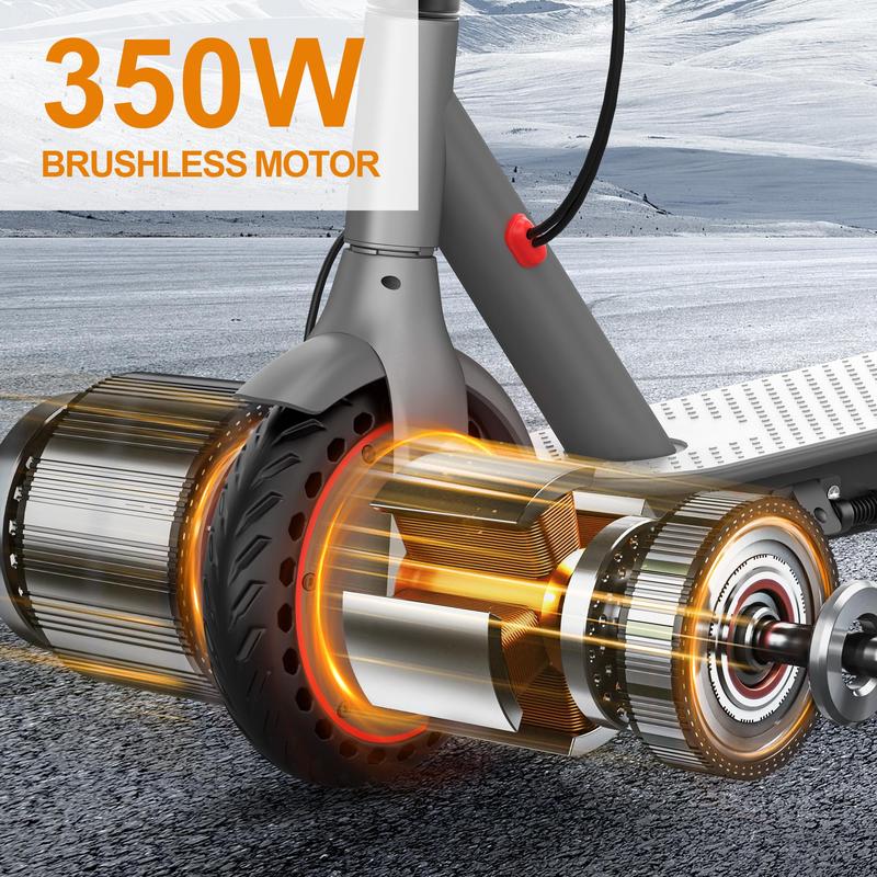 Patinete eléctrico: velocidad máxima de 19 mph, neumáticos macizos de 8,5 pulgadas con estructura de panal, motor de 350 W, autonomía de 12 millas, patinete plegable con velocidad ajustable, sistema de doble freno y control mediante aplicación, ideal para