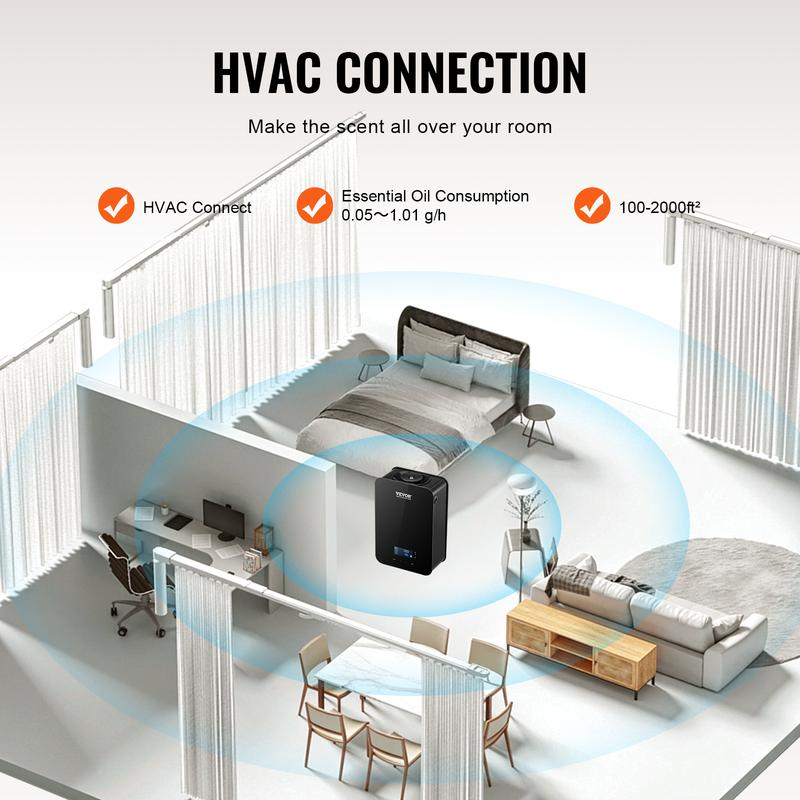 Máquina de aromatización; difusor inteligente de aceites esenciales con Bluetooth; difusor de aromas para sistemas HVAC sin agua, con tecnología de aire frío; difusor de aromaterapia para el hogar, la oficina y hoteles.